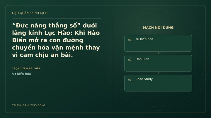 Minh họa Dịch học: “Đức năng thắng số” dưới lăng kính Lục Hào: Khi Hào Biến mở ra con đường chuyển hóa vận mệnh thay vì cam chịu an bài.