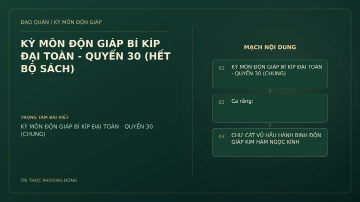 Sơ đồ Kỳ Môn: KỲ MÔN ĐỘN GIÁP BÍ KÍP ĐẠI TOÀN - QUYỂN 30 (HẾT BỘ SÁCH)