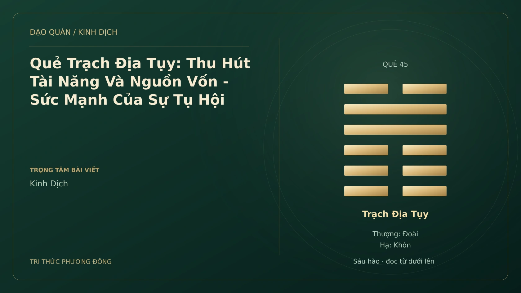 Minh họa Dịch học: Quẻ Trạch Địa Tụy: Thu Hút Tài Năng Và Nguồn Vốn - Sức Mạnh Của Sự Tụ Hội