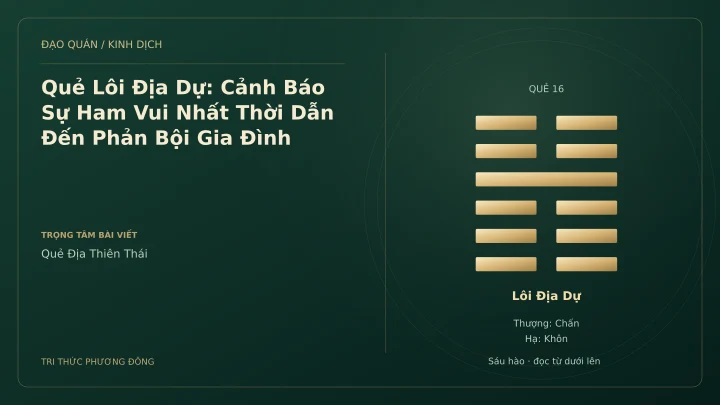 Minh họa Dịch học: Quẻ Lôi Địa Dự: Cảnh Báo Sự Ham Vui Nhất Thời Dẫn Đến Phản Bội Gia Đình