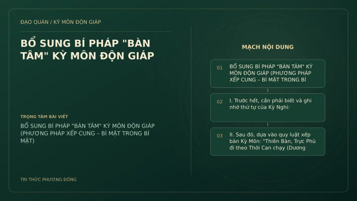 Sơ đồ Kỳ Môn: BỔ SUNG BÍ PHÁP "BÀN TÂM" KỲ MÔN ĐỘN GIÁP