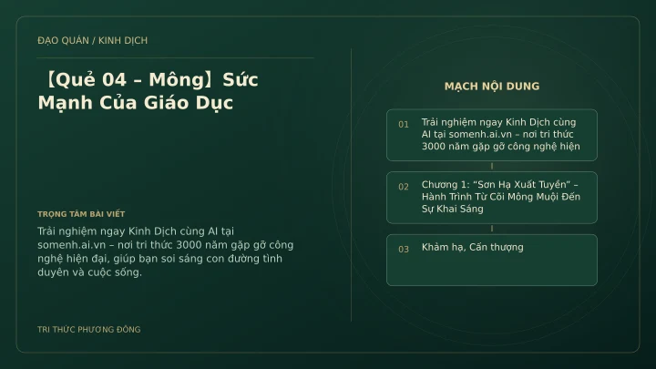 Minh họa Dịch học: 【Quẻ 04 – Mông】Sức Mạnh Của Giáo Dục