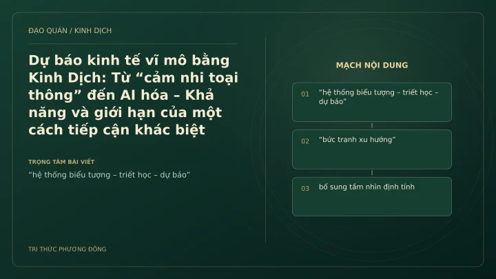 Minh họa Dịch học: Dự báo kinh tế vĩ mô bằng Kinh Dịch: Từ “cảm nhi toại thông” đến AI hóa – Khả năng và giới hạn của một cách tiếp cận khác biệt