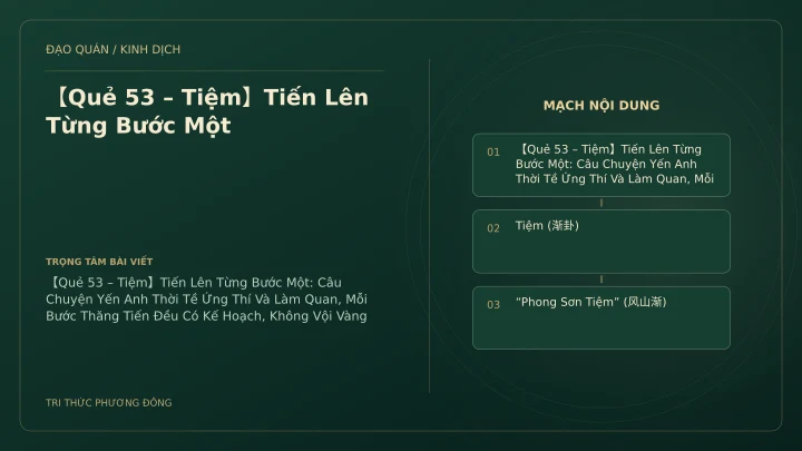 Minh họa Dịch học: 【Quẻ 53 – Tiệm】Tiến Lên Từng Bước Một