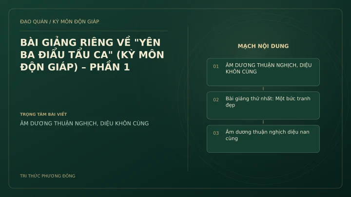 Sơ đồ Kỳ Môn: BÀI GIẢNG RIÊNG VỀ "YÊN BA ĐIẨU TẨU CA" (KỲ MÔN ĐỘN GIÁP) – PHẦN 1
