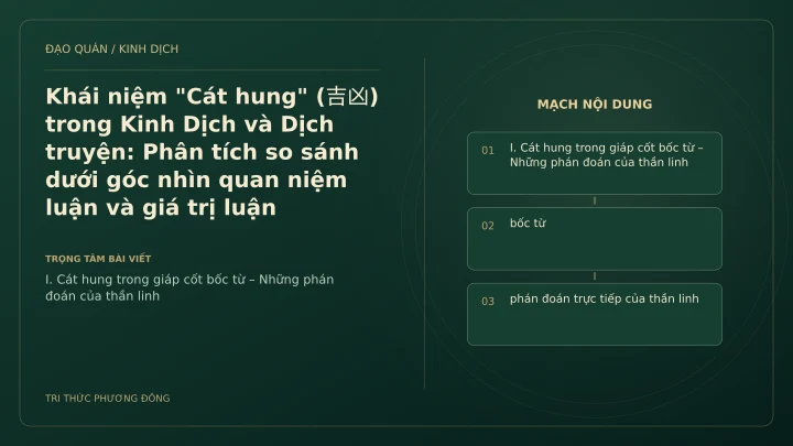 Minh họa Dịch học: Khái niệm "Cát hung" (吉凶) trong Kinh Dịch và Dịch truyện: Phân tích so sánh dưới góc nhìn quan niệm luận và giá trị luận