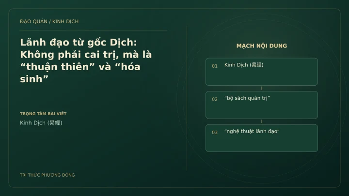 Minh họa Dịch học: Lãnh đạo từ gốc Dịch: Không phải cai trị, mà là “thuận thiên” và “hóa sinh”