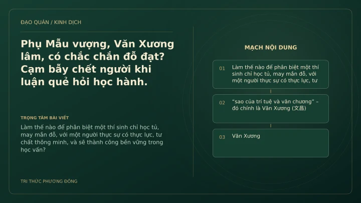 Minh họa Dịch học: Phụ Mẫu vượng, Văn Xương lâm, có chắc chắn đỗ đạt? Cạm bẫy chết người khi luận quẻ hỏi học hành.