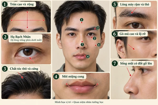 Minh họa vị trí và đường nét cho bài: 7 nét tướng trên gương mặt khiến phụ nữ lận đận tình duyên, hôn nhân trắc trở