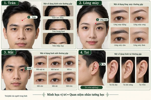 Minh họa vị trí và đường nét cho bài: Đặc điểm nào quyết định sang hèn