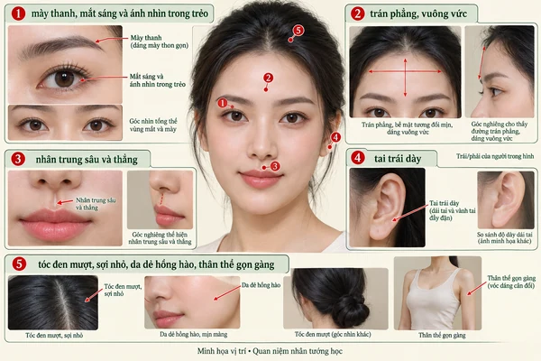 Minh họa vị trí và đường nét cho bài: Khuôn mặt mà phụ nữ ai cũng mong có