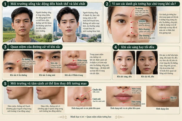 Minh họa vị trí và đường nét cho bài: Môi trường sống có ảnh hưởng đến hình tướng?