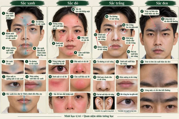 Minh họa vị trí và đường nét cho bài: Những nét khí sắc trên khuôn mặt báo hiệu điềm xấu, hao tổn
