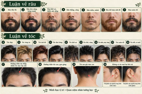Minh họa vị trí và đường nét cho bài: Râu và Tóc nói gì về bạn
