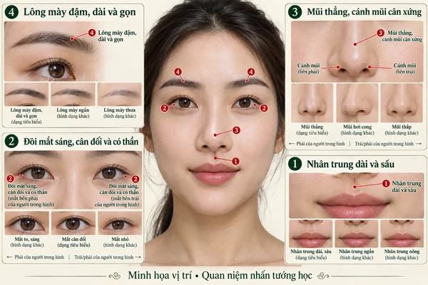 Minh họa vị trí và đường nét cho bài: Truy tìm tướng mặt của người đàn ông chung thủy, chung tình