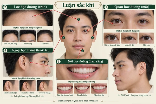 Minh họa vị trí và đường nét cho bài: Quý tướng có đặc điểm như thế nào?