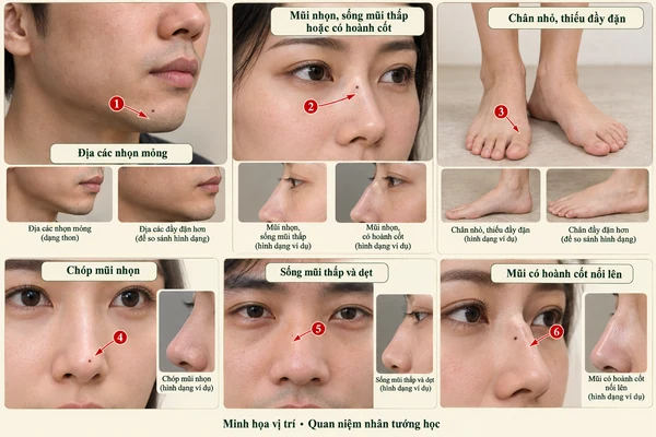 Minh họa vị trí và đường nét cho bài: Nữ nhân có những nét tướng này, người xưa thường không chọn làm chính thất