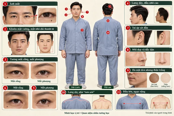 Minh họa vị trí và đường nét cho bài: Luận tướng phú quý