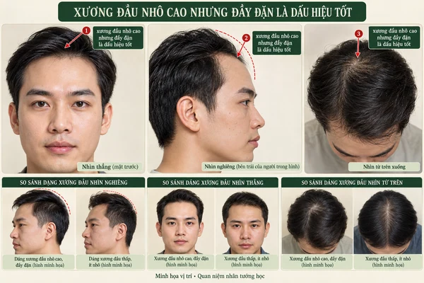 Minh họa vị trí và đường nét cho bài: Xem tướng đầu theo quan niệm của người xưa