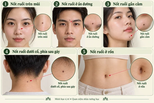 Minh họa vị trí và đường nét cho bài: 7 vị trí nốt ruồi “vàng” ở phụ nữ được xem là dấu hiệu của phúc lộc và may mắn