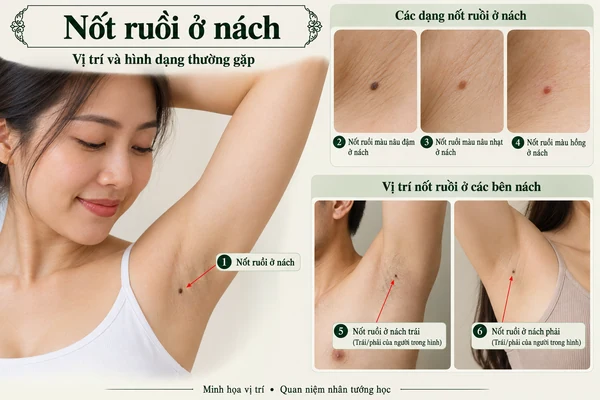 Minh họa vị trí và đường nét cho bài: Nốt ruồi ở nách tiết lộ điều gì về tài vận?