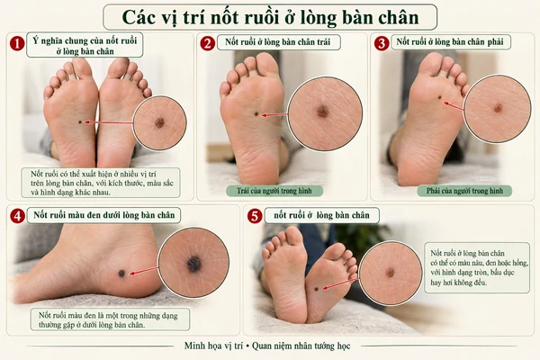 Minh họa vị trí và đường nét cho bài: Nốt ruồi ở lòng bàn chân nói lên điều gì?