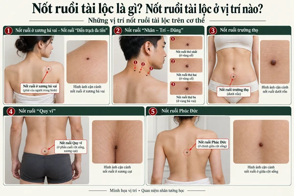 Minh họa vị trí và đường nét cho bài: Nốt ruồi tài lộc là gì? Nốt ruồi tài lộc ở vị trí nào?